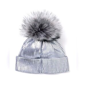 New Silver winter hat with pompom
